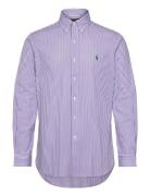 Custom Fit Plaid Stretch Poplin Shirt Tops Shirts Casual Purple Polo R...