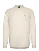 Momentum_Lite_Cn24 Tops Knitwear Round Necks Beige BOSS