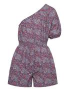 Paisley-Print Asymmetrical Jumpsuit Jumpsuit Haalari Pink Mango