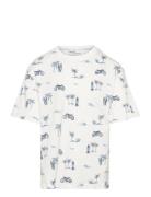 Printed Cotton-Blend T-Shirt Tops T-shirts Short-sleeved White Mango