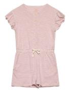 Striped Jumpsuit With Ruffles Jumpsuit Haalari Pink Copenhagen Colors