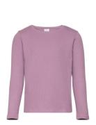 Top L S Basic Rib Tops T-shirts Long-sleeved T-shirts Purple Lindex