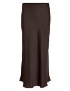 Viellette Hw Midi Skirt - Noos Pitkä Hame Brown Vila