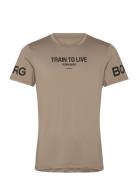 Borg Graphic T-Shirt Tops T-shirts Short-sleeved Beige Björn Borg