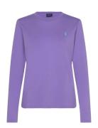 Long-Sleeve Jersey Crewneck Tee Tops T-shirts & Tops Long-sleeved Purp...