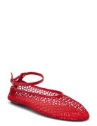 Mesh Ballet Flats With Strap And Buckle Ballerinat Red Mango