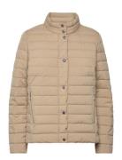 Quilted Funnelneck Puffer Coat Vuorillinen Takki Topattu Takki Beige L...