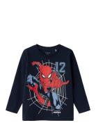 Nmmjaris Spiderman Ls Top Mar Tops T-shirts Long-sleeved T-shirts Navy...