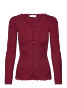 Rkbeatha Ls Cardigan W/ Lace Tops Knitwear Cardigans Burgundy Rosemund...