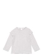 Striped Long Sleeves T-Shirt Tops T-shirts Long-sleeved T-shirts White...