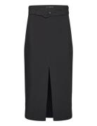 Skirt With Slit And Belt Polvipituinen Hame Black Mango