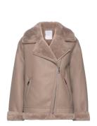 Faux Shearling-Lined Jacket Nahkatakki Beige Mango