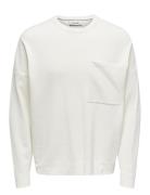 Onslamai Ovz 12 Ls Pocket Crew Knit Tops Knitwear Round Necks White ON...