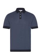 Knitted Polo S/S Contrast Tops Polos Short-sleeved Blue Lindbergh