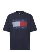 Tjm Ovz Melange Flag Tee Tops T-shirts Short-sleeved Navy Tommy Jeans