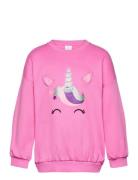 Sweatshirt Unicorn Face Tops Sweat-shirts & Hoodies Sweat-shirts Pink ...