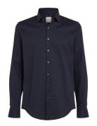 Ed Micro Dot Slim Shirt Tops Shirts Casual Navy Calvin Klein