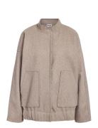 Nmhalston L/S Bomber Jacket Wvn Noos Bombertakki Beige NOISY MAY