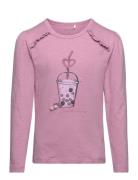 T-Shirt Ls Tops T-shirts Long-sleeved T-shirts Pink Minymo