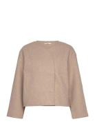 Round Neck Short Jacket Villakangastakki Beige Gina Tricot