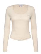 Tjw Melange Henley Ls Ext Tops T-shirts & Tops Long-sleeved Beige Tomm...