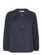 Patricia Blouse Fancy Poplin Tops Blouses Long-sleeved Navy Naja Lauf