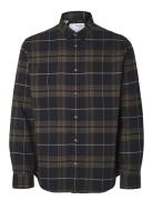 Slhslimowen-Flannel Shirt Ls Noos Tops Shirts Casual Black Selected Ho...