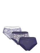 Jackie Lace - 3 Shortys Hipsterit Alushousut Alusvaatteet Blue Etam