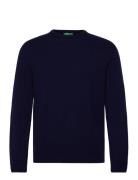 Sweater L/S Tops Knitwear Round Necks Navy United Colors Of Benetton