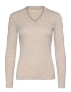 Dagnaiw Melange V-Neck Ls Tops Knitwear Jumpers Beige InWear