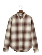 Reg Ut Shadow Check Flannel Shirt Tops Shirts Casual Brown GANT