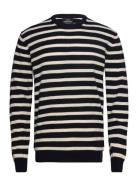 Eco Wool Karsten Stripe Knit Tops Knitwear Round Necks Navy Mads Nørga...