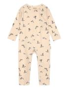 Jumpsuit L/S Printed Pitkähihainen Body Beige Petit Piao