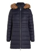 Tyra Down Coat With Fur Topattu Pitkä Takki Navy Tommy Hilfiger