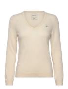 Extrafine Lambswool V-Neck Tops Knitwear Jumpers Cream GANT