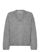 Srallison V-Neck Knit Tops Knitwear Jumpers Grey Soft Rebels