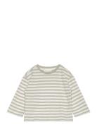 Striped Cotton T-Shirt Tops T-shirts Long-sleeved T-shirts Green Mango