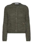 Lurex Chunky-Knit Cardigan Tops Knitwear Cardigans Khaki Green Mango