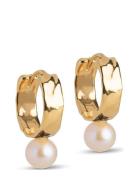 Avaya Pearl Hoops Accessories Jewellery Earrings Hoops Gold Enamel Cop...