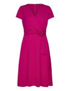 Surplice Jersey Dress Lyhyt Mekko Pink Lauren Ralph Lauren