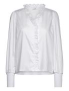 Lr-Isla Solid Tops Blouses Long-sleeved White Levete Room