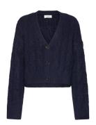 Cable Knit Cardigan Tops Knitwear Cardigans Navy Rosemunde