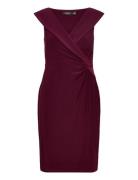 Jersey Off-The-Shoulder Cocktail Dress Lyhyt Mekko Burgundy Lauren Ral...