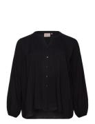 Wa-Sia Tops Blouses Long-sleeved Black Wasabiconcept