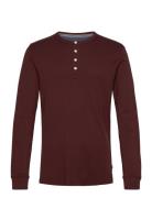 Solid Gradad W Contrast Fabric L/S Tops T-shirts Long-sleeved Burgundy...