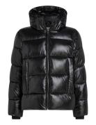 Hooded Quilt Puffer Mw Gloss Villakangastakki Pitkä Takki Black Calvin...