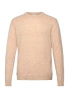 Lambswool O-Neck Knit Tops Knitwear Round Necks Beige Lindbergh