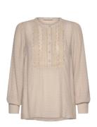 Fqshu-Blouse Tops Blouses Long-sleeved Beige FREE/QUENT