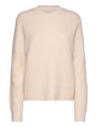 Boucle Rib C-Nk Relaxed Sweater Tops Knitwear Jumpers Cream Calvin Kle...