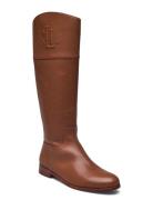 Justine Burnished Leather Riding Boot Korkeavartiset Saapikkaat Brown ...